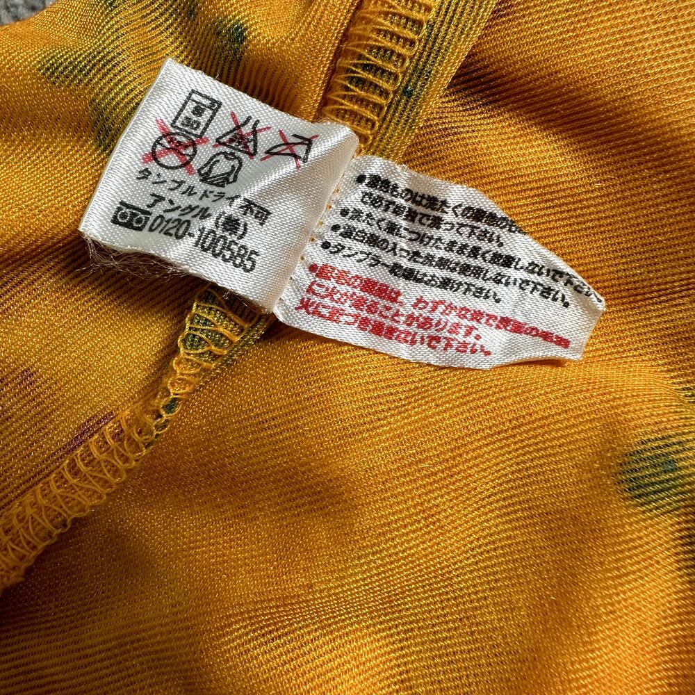 Vintage 90s Y2K Kenzo Floral Crushed Velvet Maxi Dress Yellow Japan Made Sz M - Picture 7 of 12